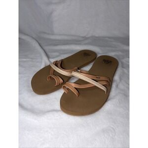 Reef Womens Bliss Moon Toe Ring Sandals Size 9 Tan/Neutral Boho Beach Minimalist